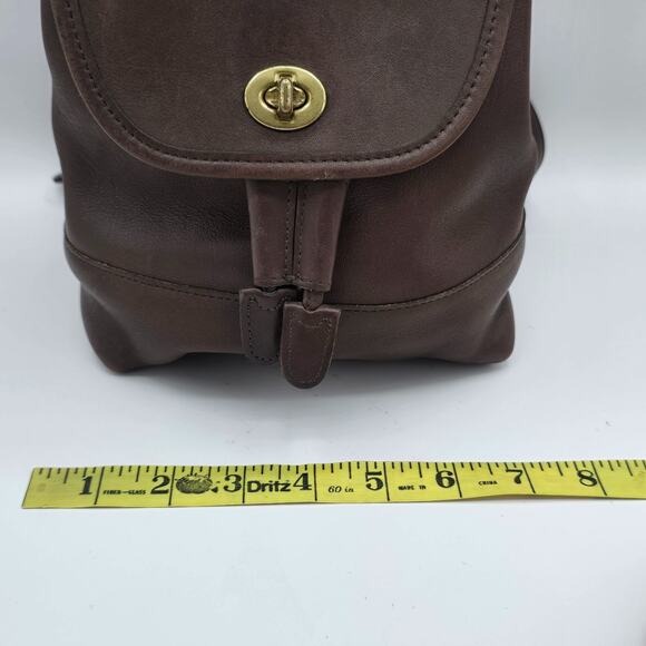 Coach 9960 Vintage Brown Leather Daypack Backpack Turn lock Drawstring & Wallet - Picture 10 of 16